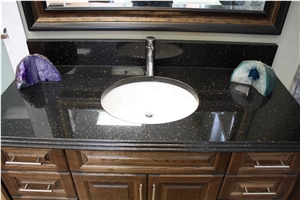 Black Galaxy Granite Vanity Top with Undermount Sink
