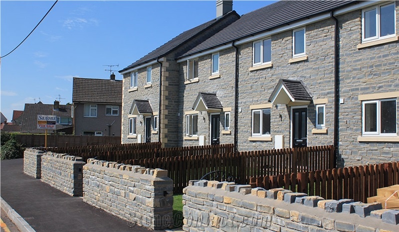 Blue Lias Limestone Masonry Site at Priddy, Grey Limestone Building Stone, Walling Tiles