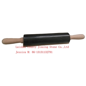 Black Marble Rolling Pin with Wooden Handles and Cradle /Black Marble Rolling Pins with Wood Base