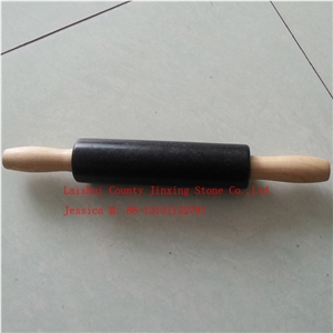 Black Marble Rolling Pin with Wooden Handles and Cradle /Black Marble Rolling Pins with Wood Base
