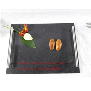 Black Marble Tray with Stainless Steel Handle