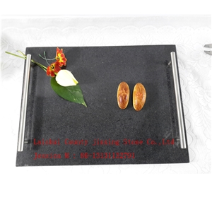 Black Marble Tray with Stainless Steel Handle