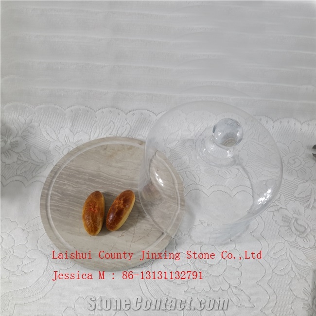 Glass Dome with Wooden Veins Marble Base