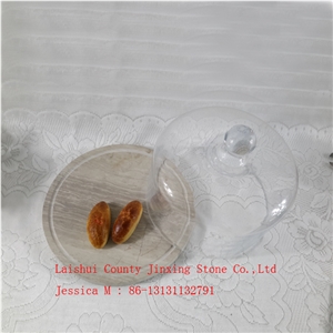 Glass Dome with Wooden Veins Marble Base
