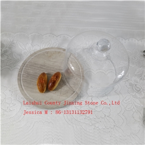Glass Dome with Wooden Veins Marble Base