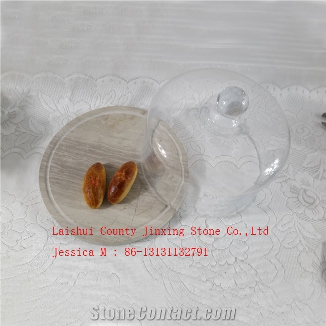 Glass Dome with Wooden Veins Marble Base
