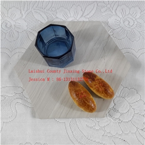 Hexagonal Marble Cutting Board /Hexagonal Wooden Vein Marble Cheese Board /Hexagonal Marble Pastry Board /Hexagonal Marble Chopping Blocks
