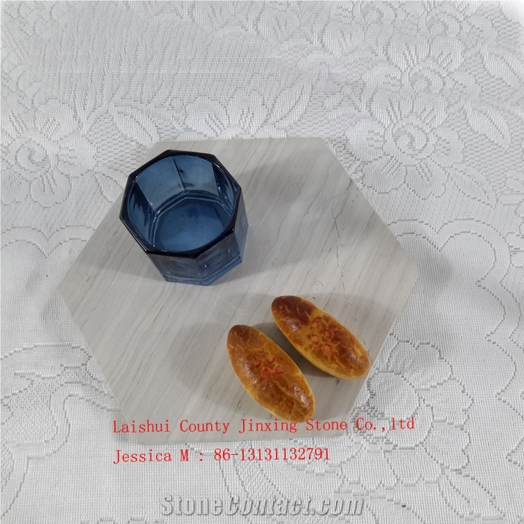 Hexagonal Marble Cutting Board /Hexagonal Wooden Vein Marble Cheese Board /Hexagonal Marble Pastry Board /Hexagonal Marble Chopping Blocks