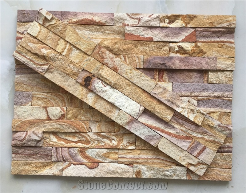 Hhsc4-002 on Sale China Wooden Sandstone Cultured Stone/Wall Cladding/Stacked Stone Wall Panel/Manufactured Stone Veneer