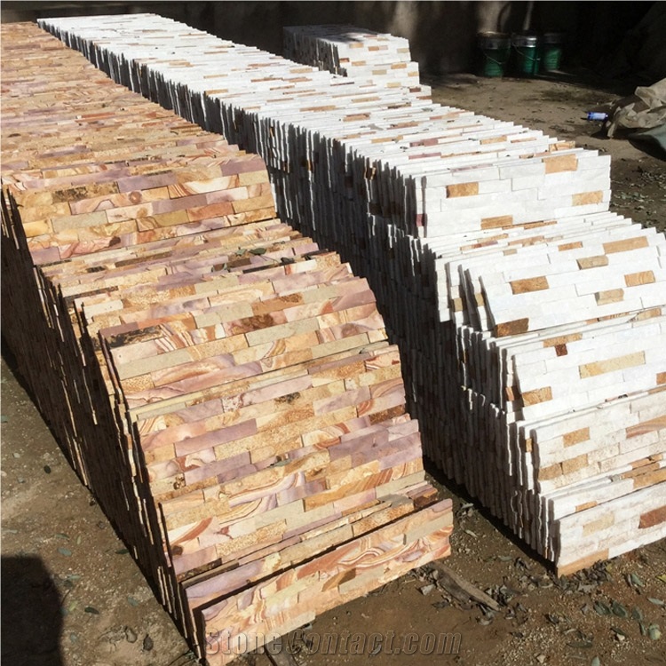 Hhsc4-002 on Sale China Wooden Sandstone Cultured Stone/Wall Cladding/Stacked Stone Wall Panel/Manufactured Stone Veneer