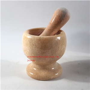 Pink Marble Mortar with Pestle /Marble Mortar and Pestle /Stone Mortar and Pestle
