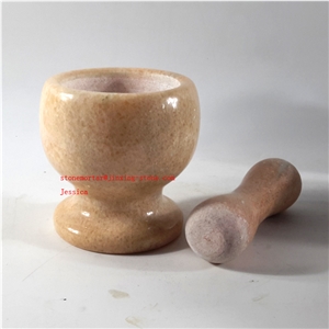 Pink Marble Mortar with Pestle /Marble Mortar and Pestle /Stone Mortar and Pestle