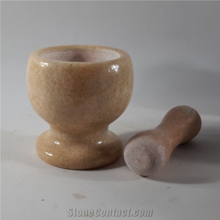 Pink Marble Mortar with Pestle /Marble Mortar and Pestle /Stone Mortar and Pestle