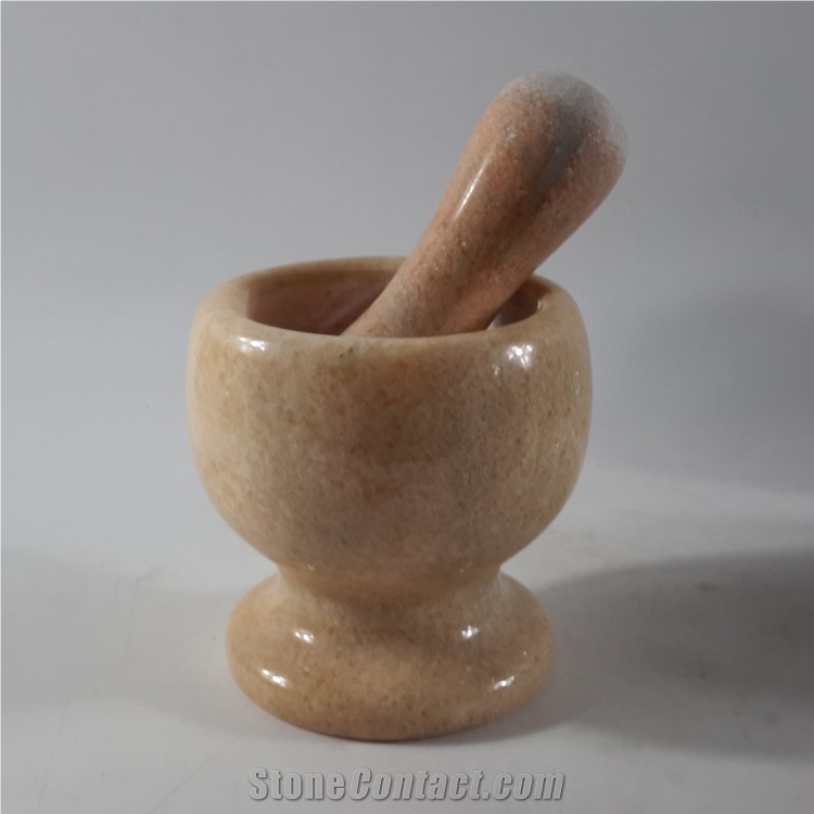 Pink Marble Mortar with Pestle /Marble Mortar and Pestle /Stone Mortar and Pestle