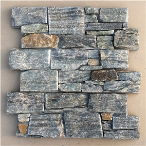 Smc-Cc158 P014 Yellow Slate Well Sale Cement Wall Panels/ Stone Veneer Cladding/Stacked Cement Stone