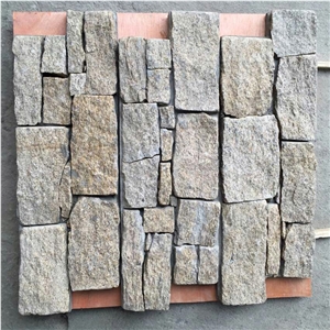 Smc-Cc162 Sesame Yellow Granite Wall Cladding with Cement Back, Slate Ledge Stone Veneer,High Quality Sesame Yellow Slate Cement Cultured Stone Veneer