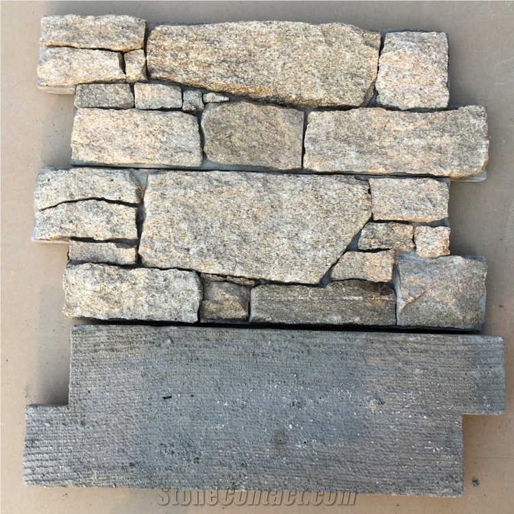 Smc-Cc173 China Sesame Granite Cement Cultured Stone / Ledge Stone Veneer/ Stacked Stone Wall Cladding
