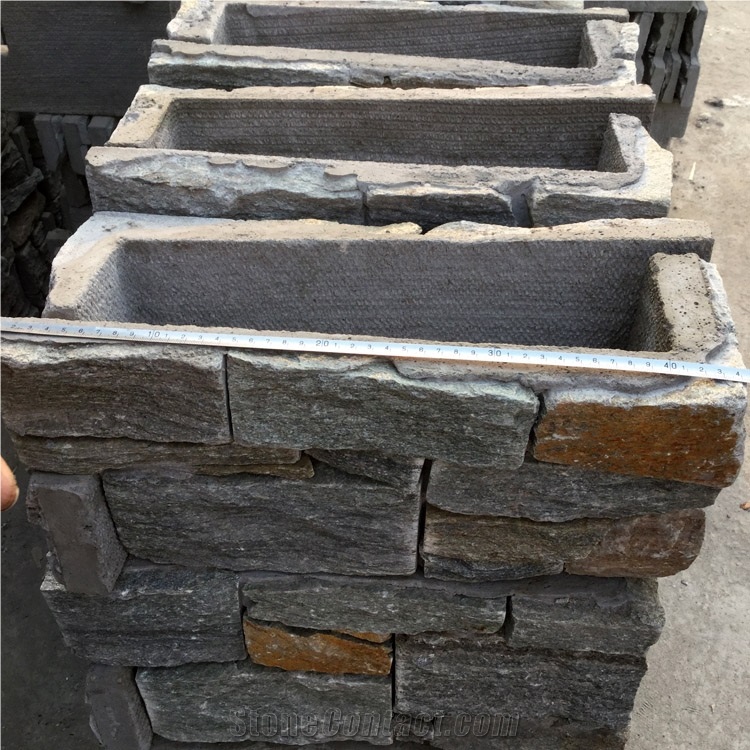 Smc-Cc175 Rusty Quartzite Cultured Stone with Cement on Back /Cement Stacked Stone/ Stone Wall Cladding