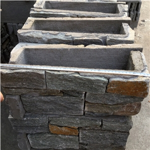 Smc-Cc175 Rusty Quartzite Cultured Stone with Cement on Back /Cement Stacked Stone/ Stone Wall Cladding