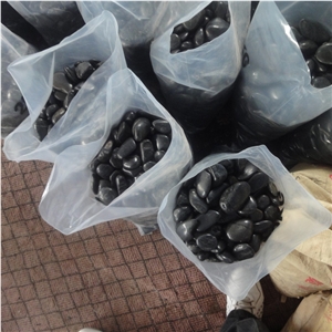 Smc-Pb020 2-3cm Polished Black Cobbl & Pebble Stone/Riverstone/Landscaping Stone/Walking Stone