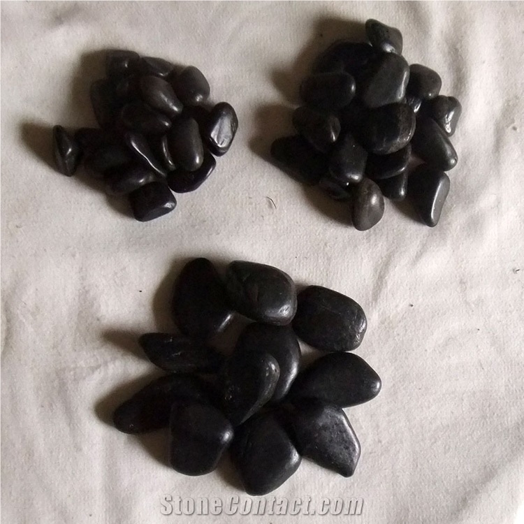 Smc-Pb020 2-3cm Polished Black Cobbl & Pebble Stone/Riverstone/Landscaping Stone/Walking Stone