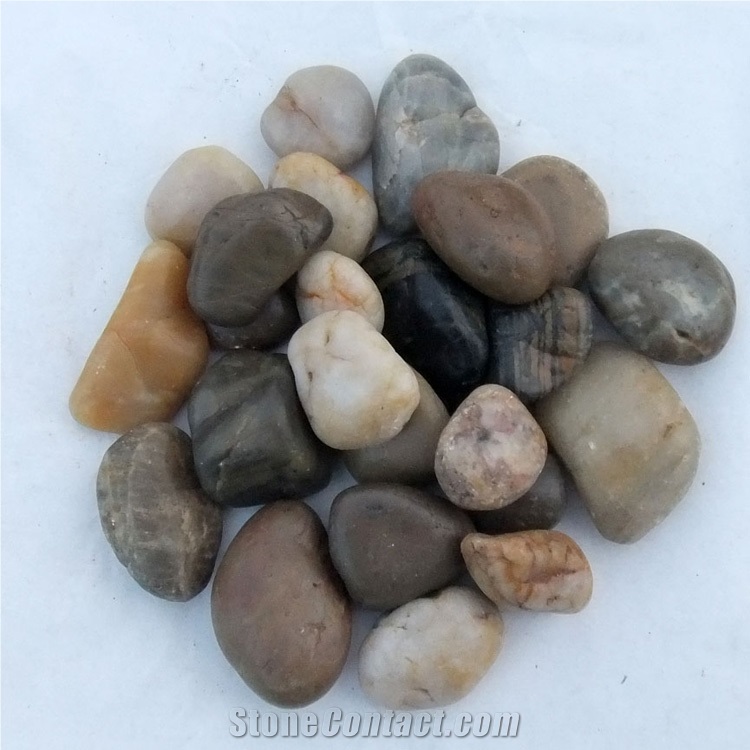 Smc-Pm013 583cm Polished Agrade Mixed Color Cobbl & Pebble Stone/Riverstone/Landscaping Stone/Walking Stone