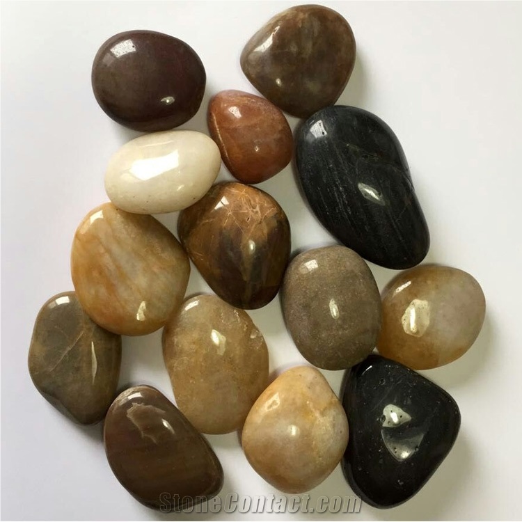 Smc-Pm013 583cm Polished Agrade Mixed Color Cobbl & Pebble Stone/Riverstone/Landscaping Stone/Walking Stone