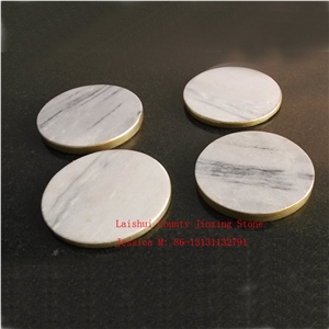 Stone Drink Cup Coaster with Golden Rim