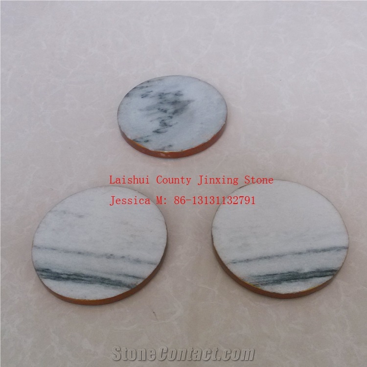 Stone Drink Cup Coaster with Golden Rim