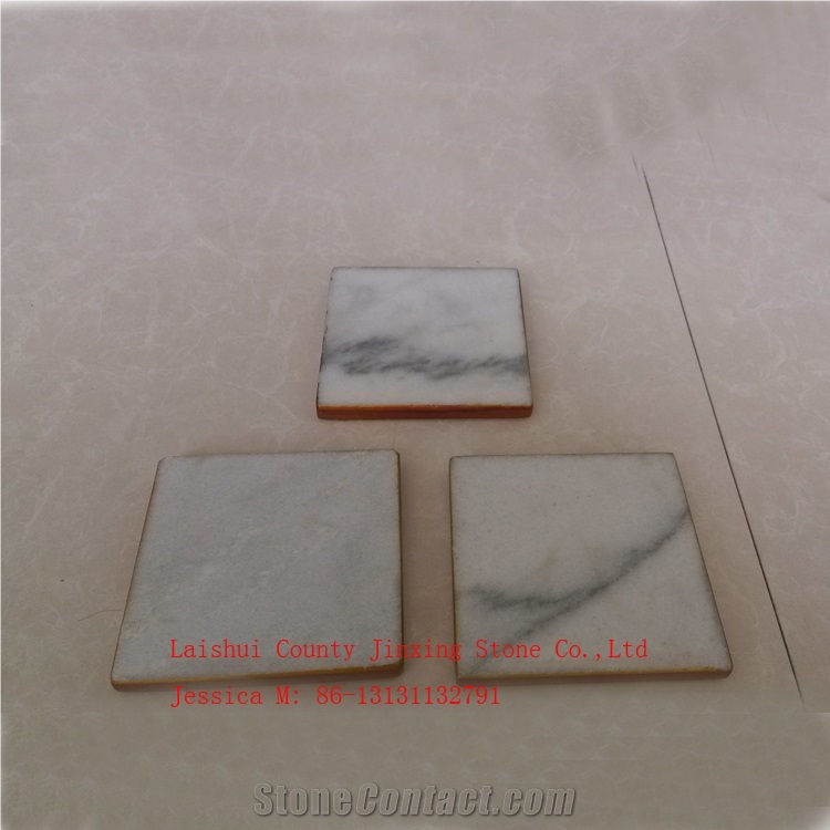 Stone Drink Cup Coaster with Golden Rim