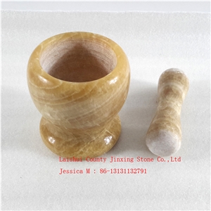 Topaz Marble Pestle and Mortar /The Topaz Marble Pestle with Pestle Yellow Jade Marble Mortar & Pestle, Stone Kitchenware, Marble Cooking Tool