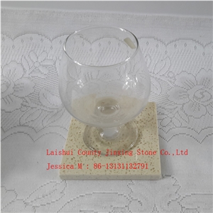 Yellow Marble Drink Coaster Set Of 4pcs , Stone Drink Coaster
