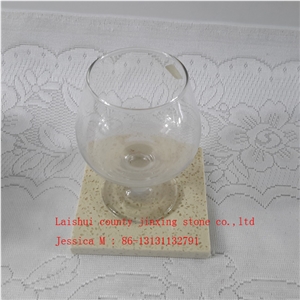 Yellow Marble Drink Coaster Set Of 4pcs , Stone Drink Coaster