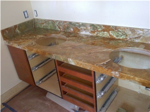 2cm Onyx with 2 1/4 Inch Edge Vanity Top 2cm Onyx with 2 1/4 Inch Edge Vanity Top