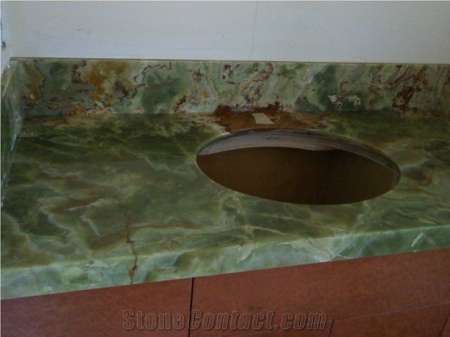 2cm Onyx with 2 1/4 Inch Edge Vanity Top
