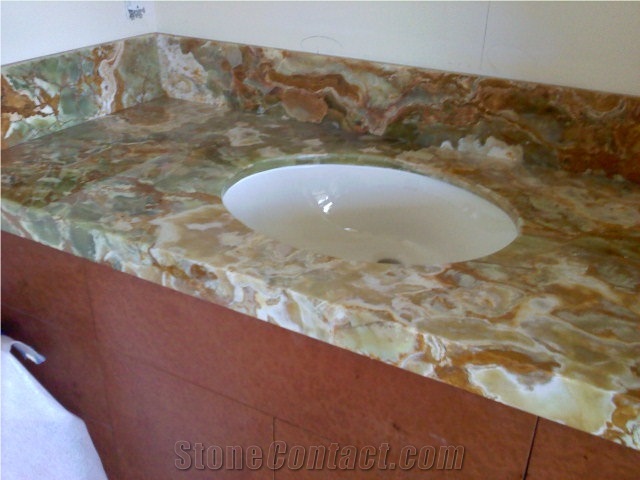 2cm Onyx with 2 1/4 Inch Edge Vanity Top
