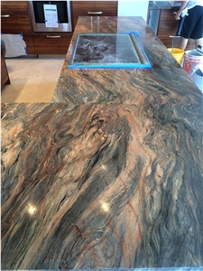 Fusion Quartzite Kitchen Perimeter Top and Island Countertop