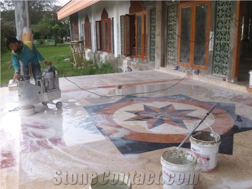Marble Inlay Waterjet Medallions