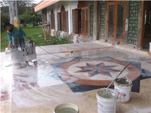 Marble Inlay Waterjet Medallions