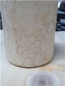 Beige Eygiptian Marble Carved Small Vases