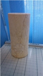 Beige Eygiptian Marble Carved Small Vases
