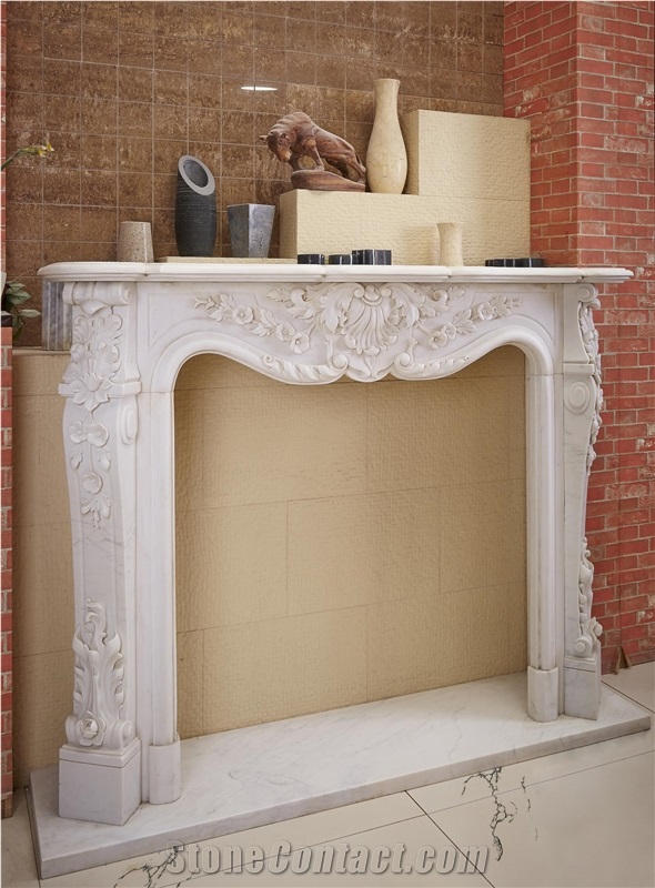 Beige Marble Fireplace/Beige Marble Fireplace