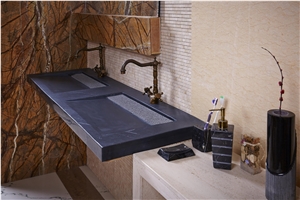 Black Granite Bath Top and Wash Basin/ Black Granite Top and Bathroom Sink/ Black Granite Bathroom Countertop and Sink/ washbasin/ bathroomsink/ countertop
