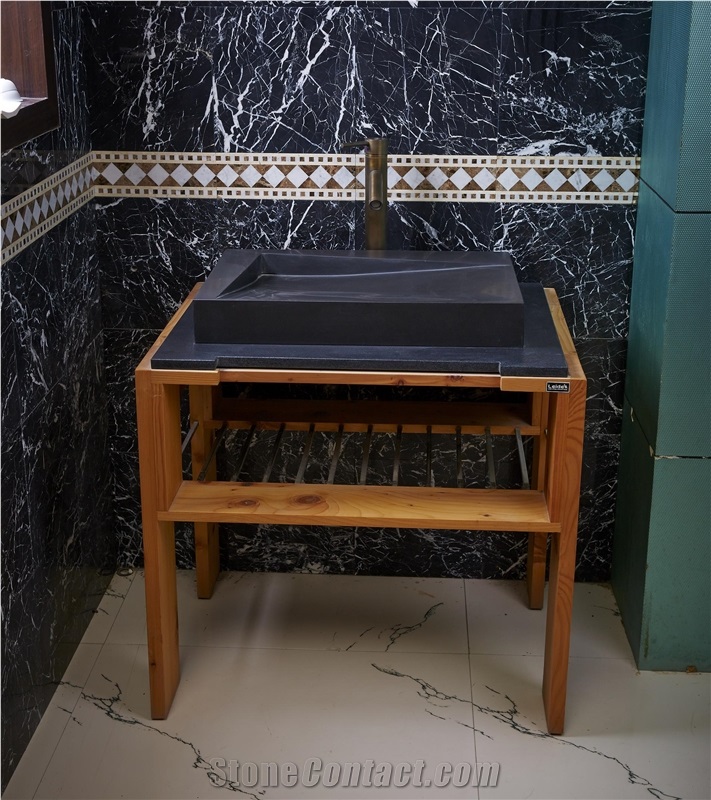 Black Granite Bath Top and Wash Basin/ Black Granite Top and Bathroom Sink/ Black Granite Bathroom Countertop and Sink/ washbasin/ bathroomsink/ countertop