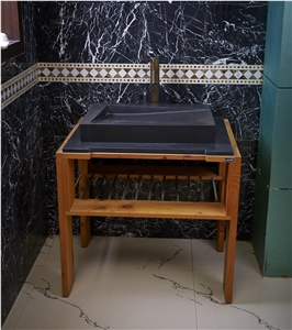Black Granite Bath Top and Wash Basin/ Black Granite Top and Bathroom Sink/ Black Granite Bathroom Countertop and Sink/ washbasin/ bathroomsink/ countertop