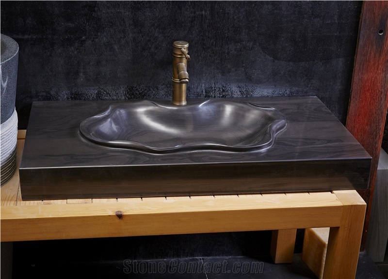 Black Granite Bath Top and Wash Basin/ Black Granite Top and Bathroom Sink/ Black Granite Bathroom Countertop and Sink/ washbasin/ bathroomsink/ countertop