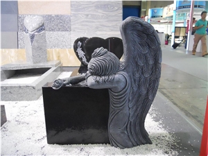 China Black Granite Polish Tombstone / Monument