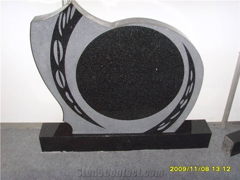 China Black Granite Polish Tombstone / Monument