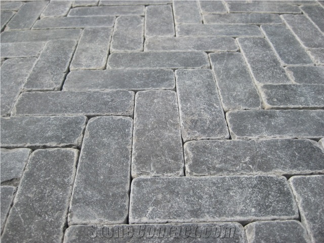 China Blue Limestone Blue Stone Honed & Tumbled Antique Paver Cube Setts Tile Kerbstone Boarder