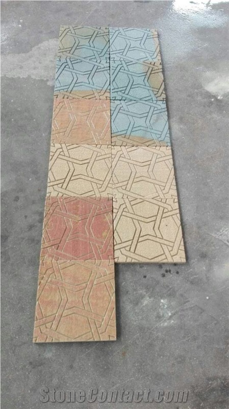 China Dual Color Yellow and Grey Sanstone Honed Cube Stone/Pavers
